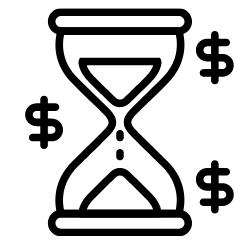 Image of an hourglass and dollar signs showing how in home personal training can save time and money